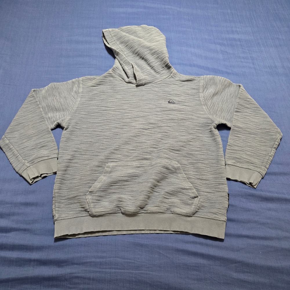 Quiksilver Hoodie Boys Large 14/16‎ Blue Gray Excellent Textured Knit Pullover